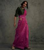 Pink Chanderi Saree With Fullsleeve Blouse