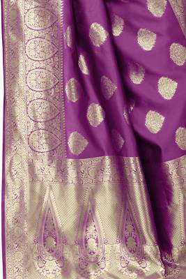 Purple woven Banarasi silk blend saree with blouse 5