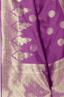 Purple woven Banarasi silk blend saree with blouse