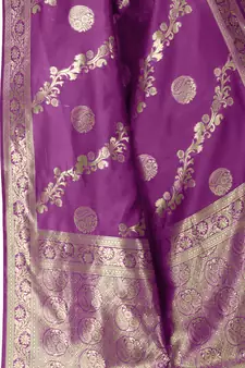 Purple woven banarasi silk saree with blouse
