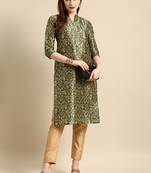 Women's Green Poly Chanderi Kurta