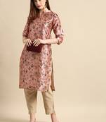 Women's Pink Poly Chanderi Kurta