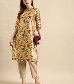 Women's Yellow Poly Chanderi Kurta