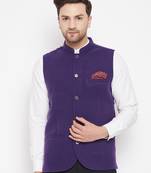 Purple woven_x000D_
 pure wool nehru jacket