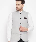Grey plain pure wool nehru jacket