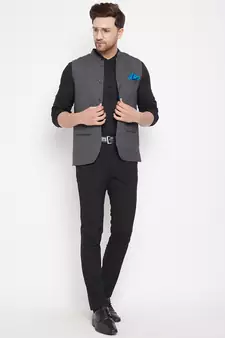 Multicolor plain poly ryon nehru jacket