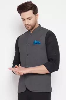 Multicolor plain poly ryon nehru jacket