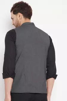 Multicolor plain poly ryon nehru jacket