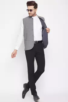 Multicolor plain poly ryon nehru jacket