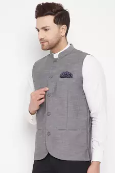 Multicolor plain poly ryon nehru jacket