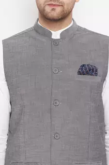 Multicolor plain poly ryon nehru jacket