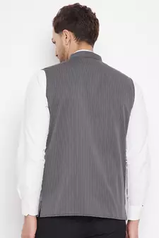 Grey plain poly ryon nehru jacket
