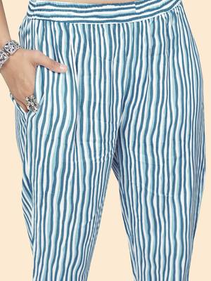 Vbuyz Women'S Print & Embroidered Straight Rayon Blue Stitched Kurta Pant With Dupatta 8