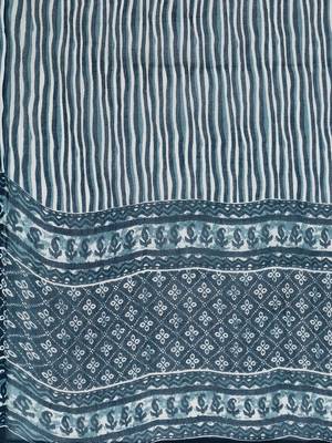 Vbuyz Women'S Print & Embroidered Straight Rayon Blue Stitched Kurta Pant With Dupatta 9