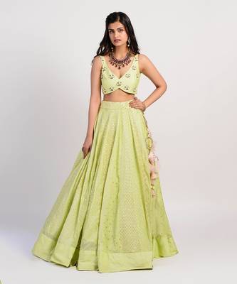 lime green Sorbet Lehenga 6