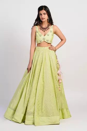 lime green Sorbet Lehenga