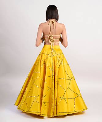 ochre yellow mosaic lehenga 6