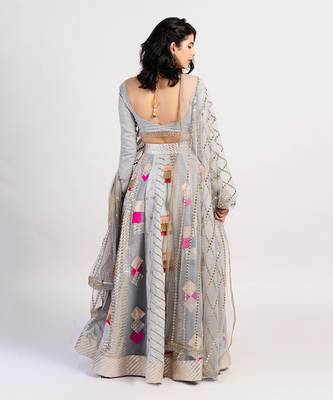 The Multi Panel grey Lehenga 6