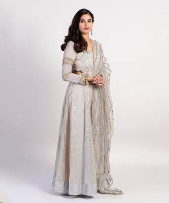 silver grey seashell anarkali 6