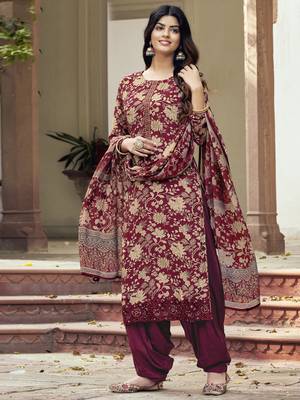 Magenta embroidered crepe salwar 1