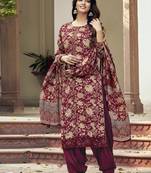 Magenta embroidered crepe salwar
