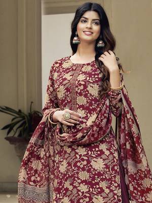 Magenta embroidered crepe salwar 2