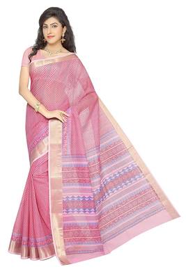 CLASSICATE from the house of The Chennai Silks Pink Printed Gadwal Pure Cotton Saree With Running Blouse 1