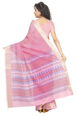CLASSICATE from the house of The Chennai Silks Pink Printed Gadwal Pure Cotton Saree With Running Blouse 2