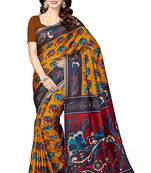 CLASSICATE from the house of The Chennai Silks Mustard Printed Kalamkari Tussar Art Silk Saree With Running Blouse