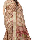 CLASSICATE from the house of The Chennai Silks Beige Printed Gadwal Pure cotton Saree With Running Blouse