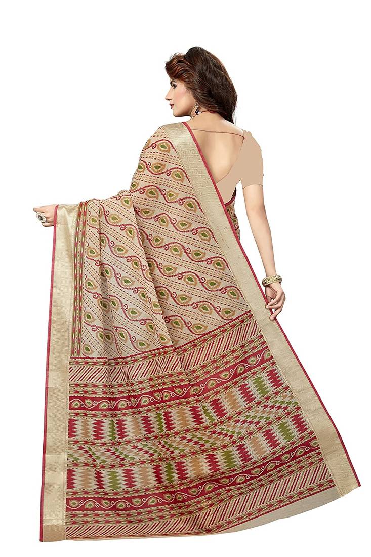 CLASSICATE from the house of The Chennai Silks Beige Printed Gadwal Pure cotton Saree With Running Blouse