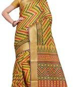 CLASSICATE from the house of The Chennai Silks Yellow Printed Gadwal Pure cotton Saree With Running Blouse