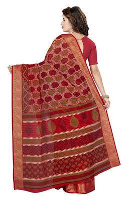 CLASSICATE from the house of The Chennai Silks Red Printed Gadwal Pure cotton Saree With Running Blouse 2