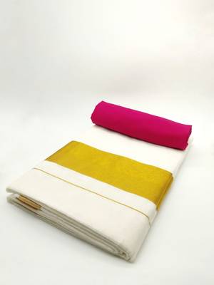 Kerala kasavu saree with unstitched blouse material 1