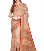 CLASSICATE from the house of The Chennai Silks Beige Printed Gadwal Pure Cotton Saree With Running Blouse