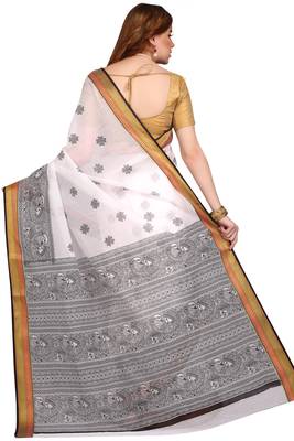 CLASSICATE from the house of The Chennai Silks White Printed Gadwal Pure Cotton Saree With Running Blouse 2