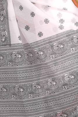 CLASSICATE from the house of The Chennai Silks White Printed Gadwal Pure Cotton Saree With Running Blouse 5
