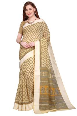 CLASSICATE from the house of The Chennai Silks Yellow Printed Gadwal Pure Cotton Saree With Running Blouse 1