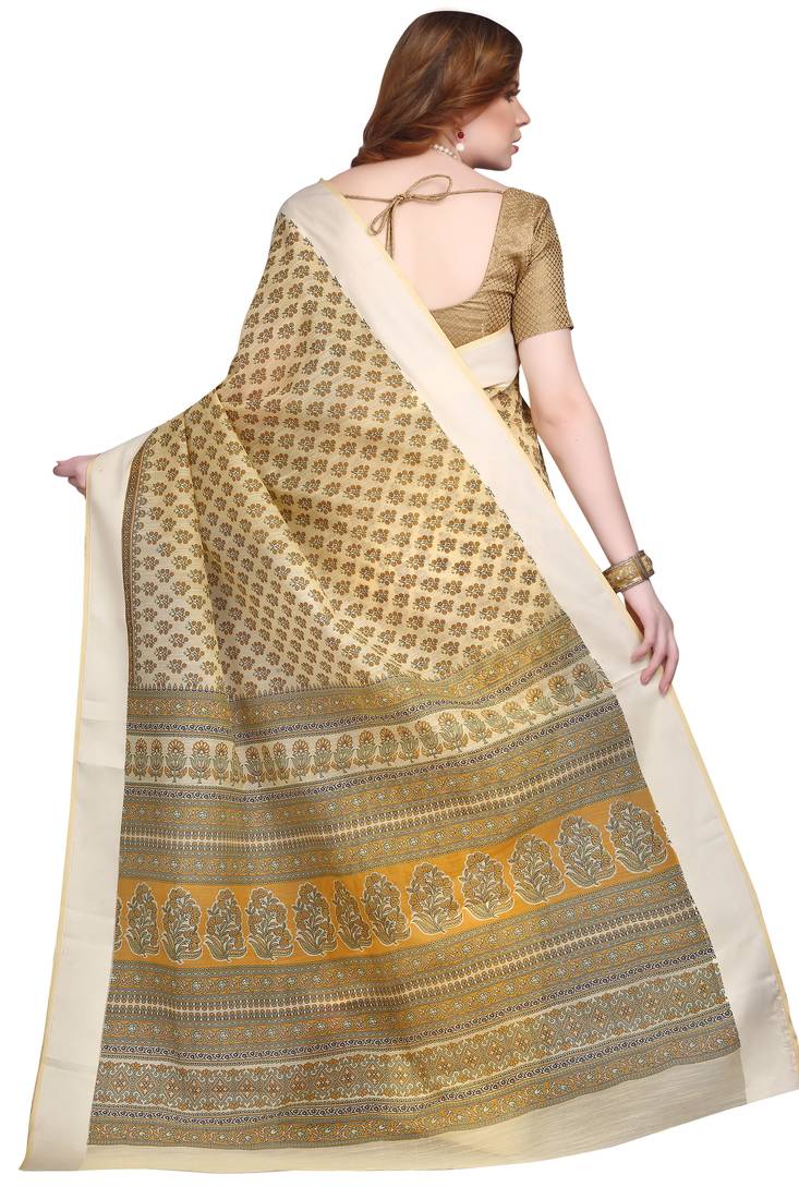CLASSICATE from the house of The Chennai Silks Yellow Printed Gadwal Pure Cotton Saree With Running Blouse