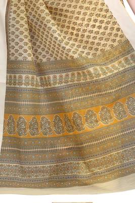 CLASSICATE from the house of The Chennai Silks Yellow Printed Gadwal Pure Cotton Saree With Running Blouse 5