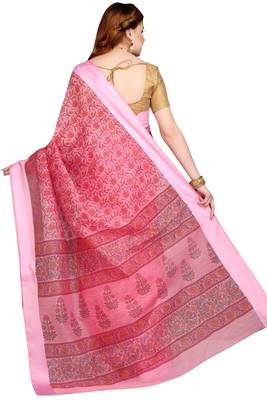 CLASSICATE from the house of The Chennai Silks Pink Printed Gadwal Pure Cotton Saree With Running Blouse 2