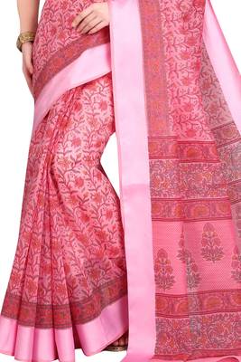 CLASSICATE from the house of The Chennai Silks Pink Printed Gadwal Pure Cotton Saree With Running Blouse 3