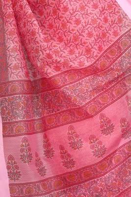 CLASSICATE from the house of The Chennai Silks Pink Printed Gadwal Pure Cotton Saree With Running Blouse 5