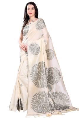 CLASSICATE from the house of The Chennai Silks Cream Woven Chanderi Cotton Saree With Running Blouse 1