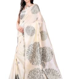 CLASSICATE from the house of The Chennai Silks Cream Woven Chanderi Cotton Saree With Running Blouse
