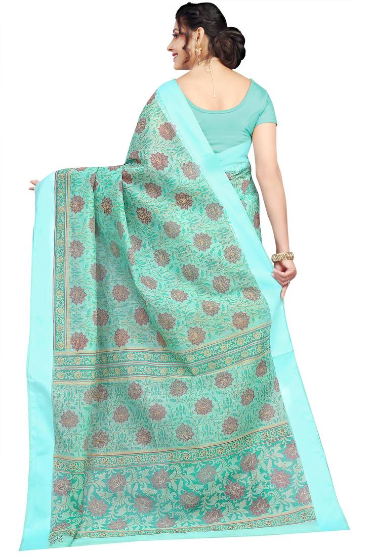 CLASSICATE from the house of The Chennai Silks Green Printed Bollywood Pure Cotton Saree With Running Blouse
