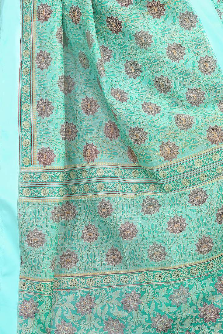 CLASSICATE from the house of The Chennai Silks Green Printed Bollywood Pure Cotton Saree With Running Blouse