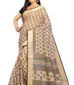 CLASSICATE from the house of The Chennai Silks Beige Printed Bollywood Pure Cotton Saree With Running Blouse