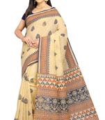 CLASSICATE from the house of The Chennai Silks Beige Printed Bollywood Pure Cotton Saree With Running Blouse