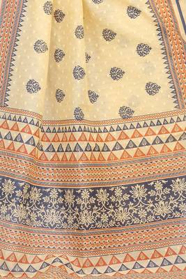 CLASSICATE from the house of The Chennai Silks Beige Printed Bollywood Pure Cotton Saree With Running Blouse 5